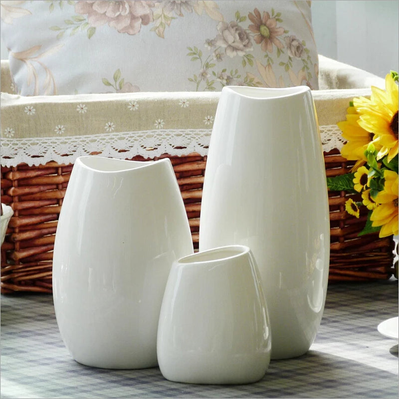 Havona Home Classic White Ceramic Floor Vase — shown from a different angle