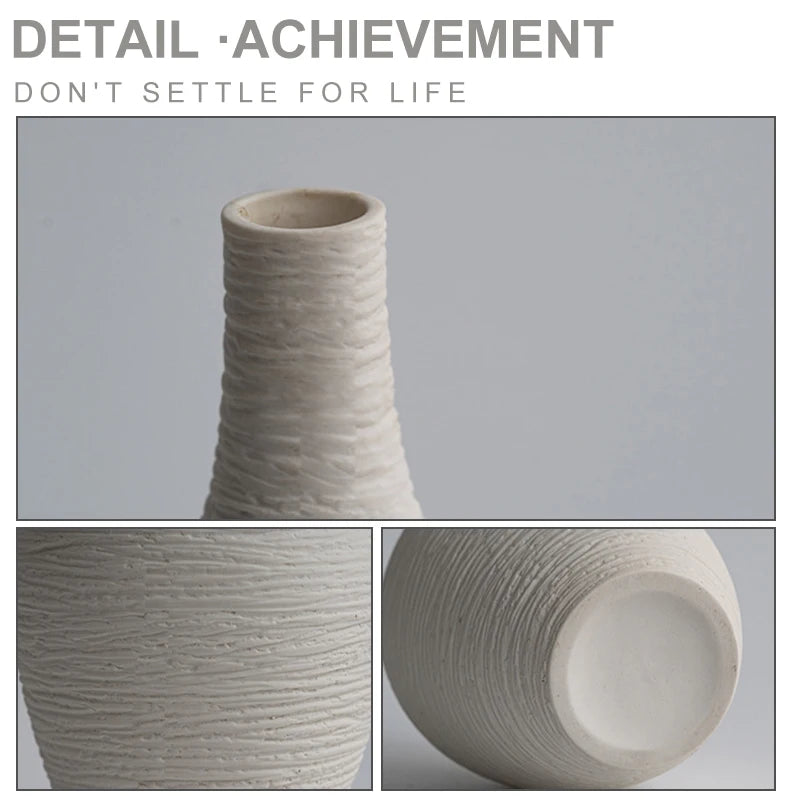 Havona Home Nordic Luxury Narrow Mouth Ceramic Vase — close-up view of the design detail