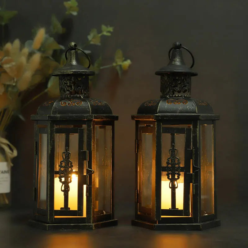 Havona Home Astrid Vintage Iron Lantern — shown from a different angle