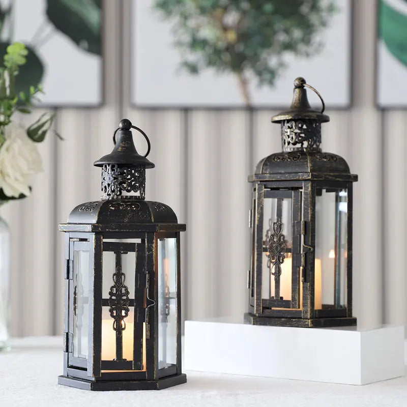 Havona Home Astrid Vintage Iron Lantern — styled display view
