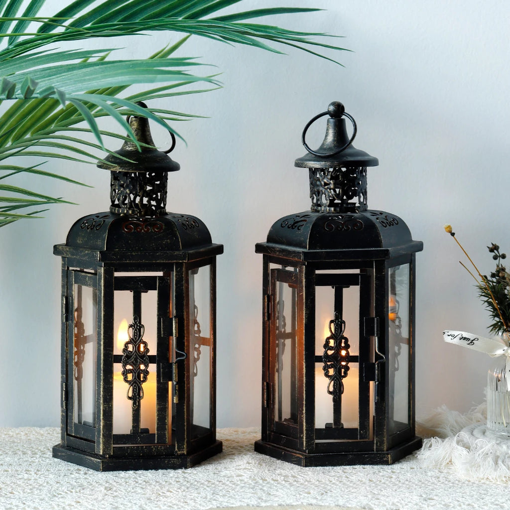 Havona Home Astrid Vintage Iron Lantern — close-up view of the design detail