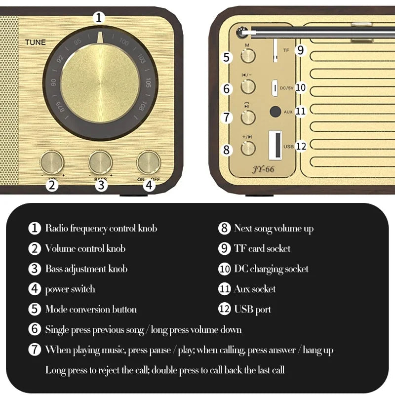 Havona Home Heritage Wooden Bluetooth Speaker — another angle showing the finish