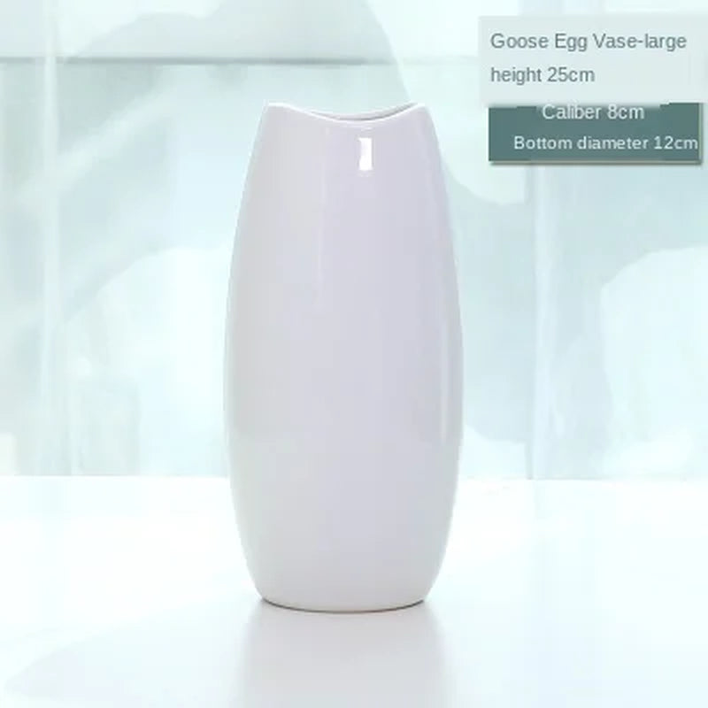 Havona Home Classic White Ceramic Floor Vase — styled display view