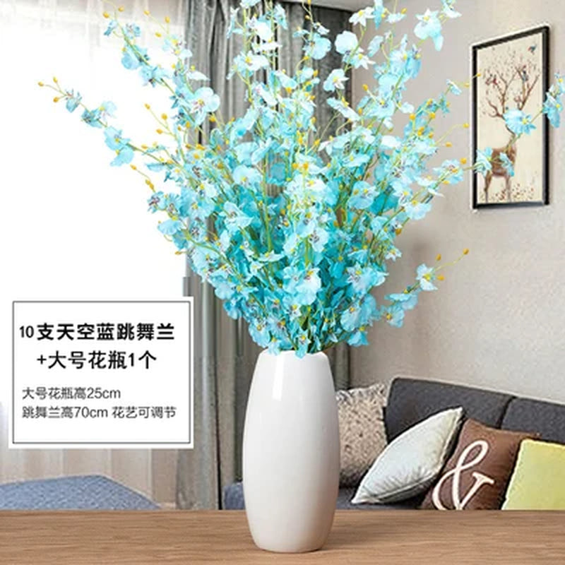 Havona Home Classic White Ceramic Floor Vase — close-up view of the design detail