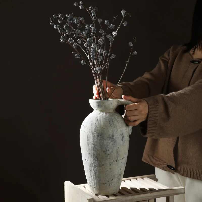 Havona Home Artisanal Distressed Ceramic Vase — shown from a different angle